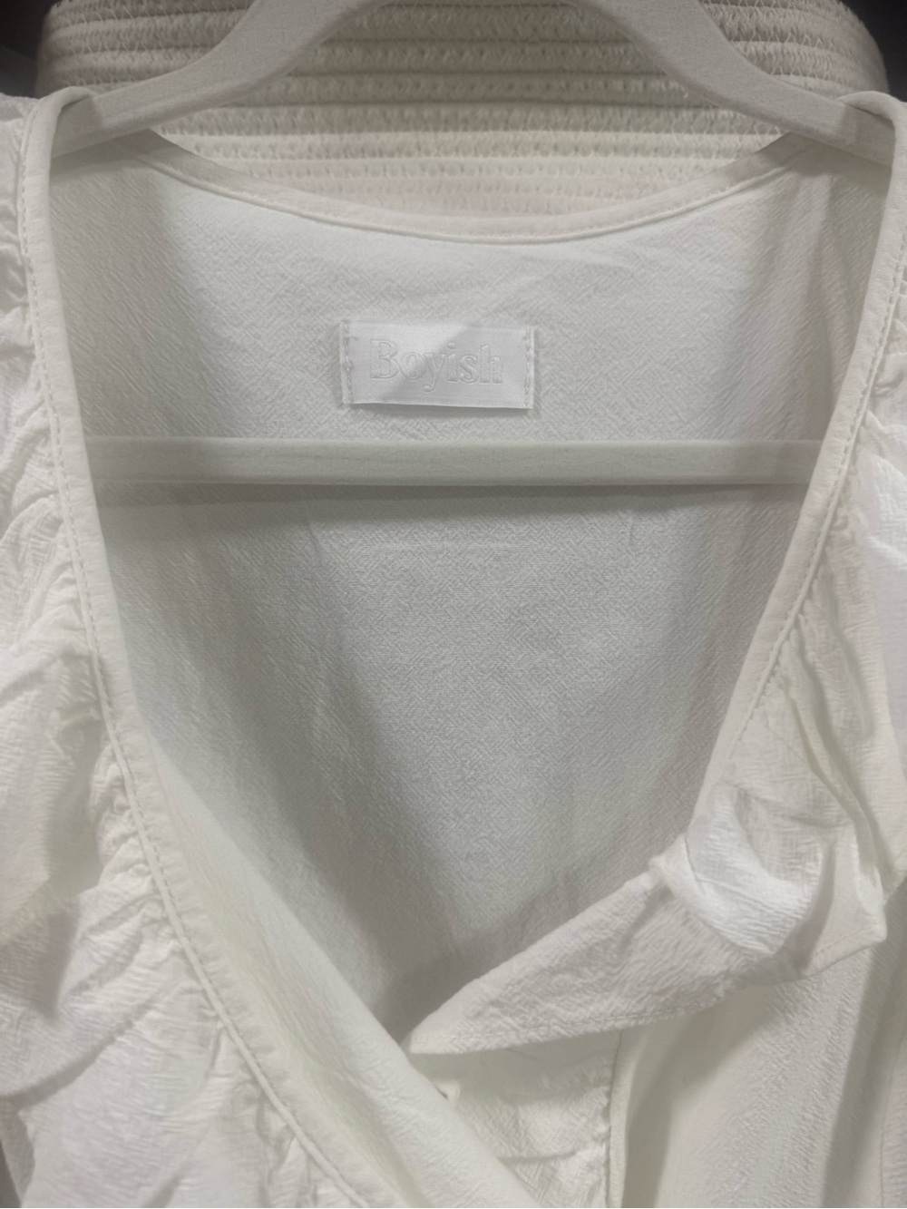 ✨ Boyish By Her “The Romeo” white Wrap Ruffle Top Size Small NWT Style - Picture 5 of 5